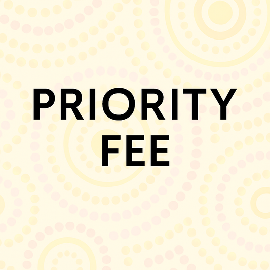 Text 'PRIORITY FEE' on a patterned background